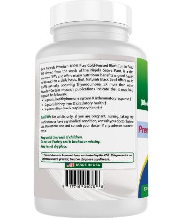 Best Naturals Black Seed (Black Cumin Seed Extract 10:1) 750 mg Per Serving- 120 Capsules - Buy Online on GoSupps.com