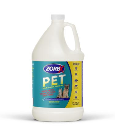 ZORBX Pet Stain and Odor Eliminator for Strong Odor - Dual Action Natural Enzymes Pet Odor Neutralizer & Stain Remover for Dog & Cat Urine | Carpet Cleaner Spray - 128 FL Oz (1 Gallon)