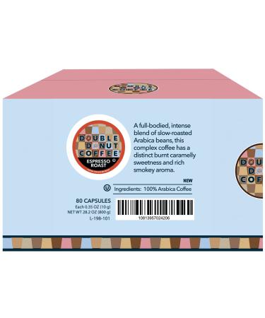 Double Donut Dark Roast Coffee Pods - Espresso Roast - 80 Count - Recyclable Single Serve Pods for Keurig - Strong Espresso Coffee- Pack of 1 - Buy Online on GoSupps.com