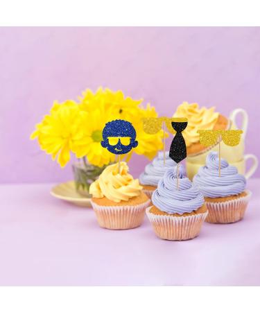 24Pcs Boss Baby Cupcake Toppers Little Man Cupcake Toppers for Boy Colorful Glitter Baby Boy Cupcake Picks for Baby Shower Gender Reveal/Boy 1st Birthday Party Decoration - Buy Online on GoSupps.com