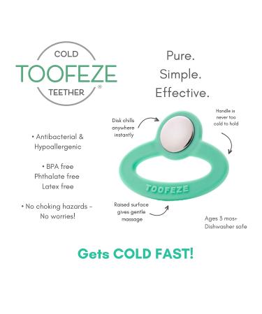 Toofeze Ice Cold Baby Teether Toy   Fast Pain Relief   All Natural Silicone and Stainless   Ages 3 mos+ (Mint Green) - Buy Online on GoSupps.com