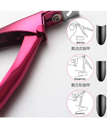 AnHua 1Pcs False Nail Clipper Acrylic Nail Tips Cutter Rustproof Stainless Nails Clipper Kit Nail Catcher Trimmer Manicure Tool for Artificial Gel Nail (Rose Red) - Buy Online on GoSupps.com