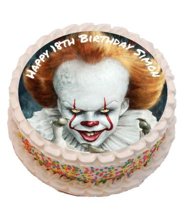 Pennywise Clown Personalised PRE-CUT Cake Topper 8 Inch Round Edible Icing Sheet Birthday Decoration