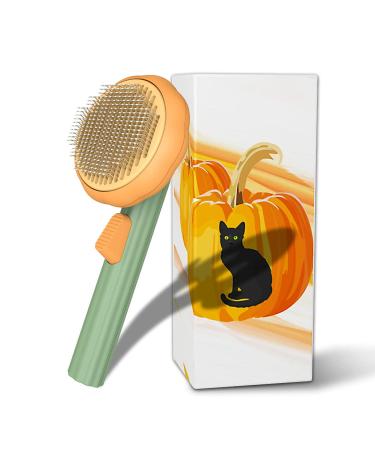 Pet Pumpkin Brush, Cute Pumpkin Shaped Pet Grooming Brush for Shedding Hair, Dog Brush Self Cleaning Slicker Brush for Long & Short Haired Dogs Cats Puppy Rabbit Pumkin