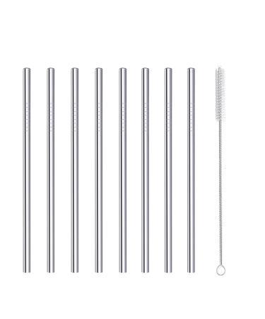 Cocktail Straws Short Reusable Metal Straws Stainless Steel with Cleaner Brush 160mm Long 6mm Wide for Cocktail Rock Gin Glass Coffee Cup Mason Jar Fruit Juice Box Sliver-8pcs 0.25" x 6.25" Sliver