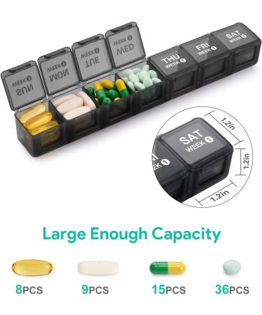 TookMag Large Monthly Pill Organizer - 28 Day Pill Box by Week - Dust-Proof Container - Black - Buy Online on GoSupps.com