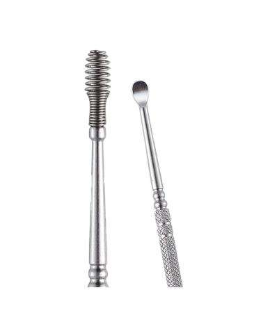 Professional Ear Cleaner Ear Wax Removal Tool 360 Stainless Steel Spiral Ear Massage Cleaning Tool Ear Cleaner Kit Silver