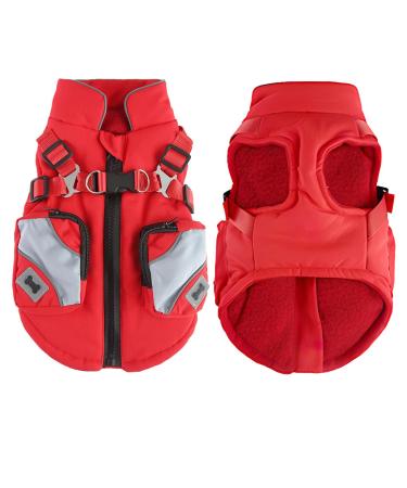 E-SMARTER S Dog Coats Waterproof and Windproof Dog Jacket Reflective Strip Design Dog Coats Waterproof with Harness Warm Dog Puffer Jacket Suitable for Most Medium-sized Dogs Small