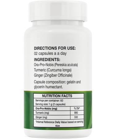 Ora Pro Nobis with Turmeric and Ginger Supplement (C rcuma + Gengibre) 120 Capsules 500mg Made in Brazil - Buy Online on GoSupps.com