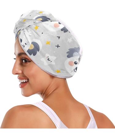 Cartoon Koala Face & Star Hair Towel 2 Pack | Super Absorbent Quick Dry Hair Turbans for Women & Girls - Buy Online on GoSupps.com