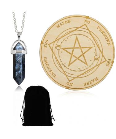 KSJEHW START PENTEL BRETT WENSCHELROTE FURSAGE MEATHYSIAN MESTAGE Board Wood Board with crystal Duvy rod Pendel Halen chain witchcraft wicca altar supply kit