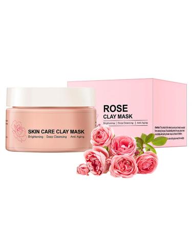Rose Clay Face Mask Kaolin Clay Mask for Pores Pink Clay Mask mud mask Exfoliating Facial Mask Deep Cleansing Controlling Oil Acne & Refining Pores Moisturizing Reduce Blackheads & Dark Spots