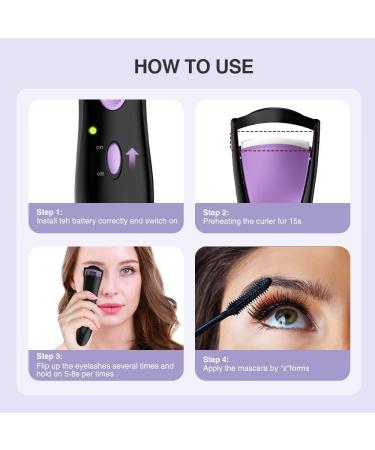 TOUCHBeauty Professional Heated Eyelash Curler | Upgrade Portable Electric Curler for Long-Lasting Painless Eyelash Curling - Curved Purple Design - Buy Online on GoSupps.com