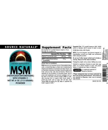 Source Naturals MSM Powder - 4 oz - Pure Methylsulfonylmethane Supplement - Buy Online on GoSupps.com