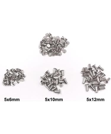 Seloky 75 Sets Silvery Chicago Screws Assorted Kit - 1/4, 3/8, 1/2 Inches - Metal Accessories for DIY Leather Decoration and Bookbinding - 150 Pieces - Buy Online on GoSupps.com