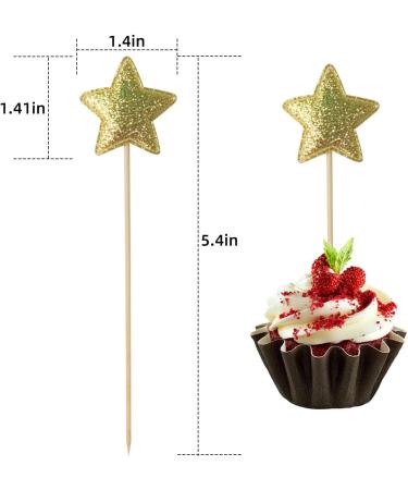 100 Pack Star Cupcake Toppers Birthday Party Cake Decorations Little Twinkle Stars Cake Topper Glitter Gold Star Cupcake Picks Baby Shower Wedding Engagement Bridal Shower Supplies Snack Decoration - Buy Online on GoSupps.com