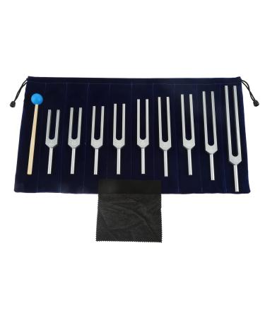Dreld 9 Solfeggio Tuning Forks Kit Healing Forks with Silicone Hammer and Bag for DNA Repair Healing Sound Therapy Perfect Healing Musical Instrument Balancing Healers Vibration Silver