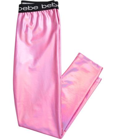 bebe Girls' 3-Piece Workout Set - Pink Metallic Performance Fleece Sweatshirt, Leggings & Sports Bralette (7-8) - Buy Online on GoSupps.com