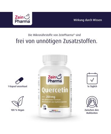 ZeinPharma Quercetin Capsules 250mg - 90 Vegan Capsules | Pure Japanese Pagoda Tree Extract for Immune Support - Buy Online on GoSupps.com