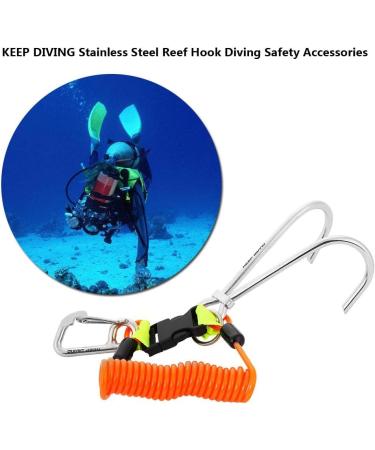 VGEBY Stainless Steel Diving Reef Hook Double with Spiral Coil Lanyard - Buy Online on GoSupps.com