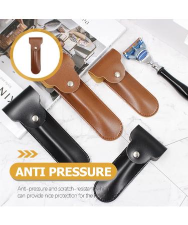 Minkissy Razor Storage Shell Case - Travel Case for Safety Razors | PU Shaving Container - Brown - 13x4x1cm - Buy Online on GoSupps.com