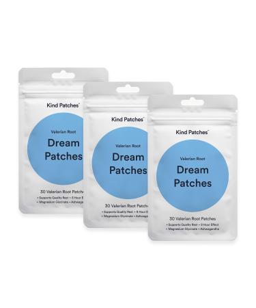 Kind Patches Valerian Root Dream Patches - Natural Sleep Aid with Ashwagandha and Magnesium - 3 Pack 90 Patches