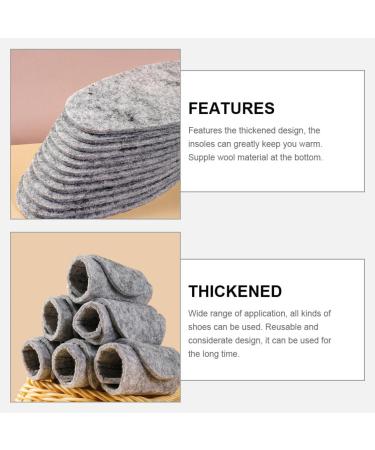 Buy 5 Pairs Wool Shoe Insoles | Winter Warm Felt Inserts for Men & Women | Soft Cushion Boot Insoles - Grey - Buy Online on GoSupps.com