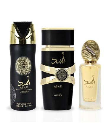 LATTAFA Asad Eau De Parfum Spray - 100ML Hair Mist - 50ML Perfumed Spray 200ML | Gift Set Asad Gift Set