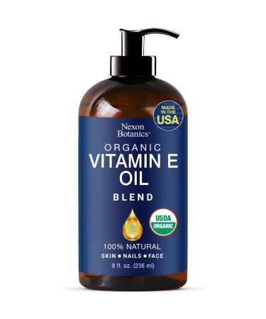 Organic Vitamin E Oil Blend 8 fl oz - Made from Pure Natural Oils for Skin Scars & Face - Aceite de Vitamina E - Nexon Botanics