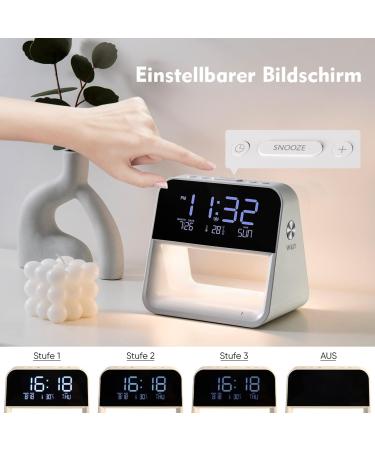 Buy Wilit LED Bedside Lamp - Touch Dimmable Alarm Clock & Night Light with Charging Function | 3 Brightness Levels & Thermometer for Kids & Adults - Buy Online on GoSupps.com