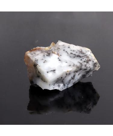 Lucky Healing Crystal 1 Piece Natural Raw White Opal with Tree Grain Irregular Rough Crystal Stone Quartz Specimen Mineral Healing Home Decor Decoration Gifts ( Color : 70-100g )