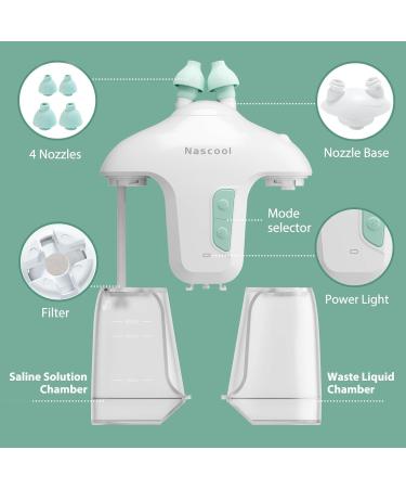 Nascool Electric Nasal Irrigation System with 50 Salt Packets 2 Modes Nose Cleaner with SelfCleaning & Auto Waste Collection Function for Sinus Relief Runny Nose Nasal Congestion Itching Nose - Buy Online on GoSupps.com