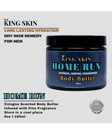 KING SKIN Home Run Body Butter I Infused with Fine Fresh Fragrance with notes of Saffron Jasmine & Cedarwood I Packed with Shea Butter & Avocado I Long Lasting Deep Hydration for Men I 6 oz - Buy Online on GoSupps.com
