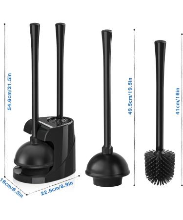 Silicone Toilet Brush and Heavy Duty Plunger Set with Holder - 2-in-1 Bathroom Cleaning Combo (Black) - Buy Online on GoSupps.com