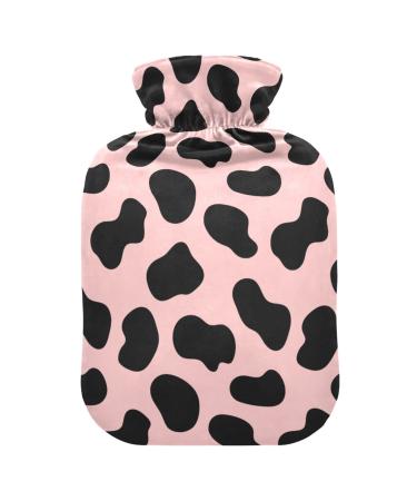 Heat bottle with cover cow pink black heat bottle for pain relief water heating pillow heating pocket for painful muscle injuries 1 l