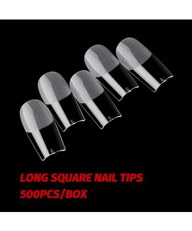 500 PCS Nail Tips Set - Full Cover Clear Acrylic Fingernails for Gel & DIY Nail Art | 12 Sizes Medium Square for Nail Studios - Buy Online on GoSupps.com