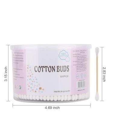 500pcs Double Round Head Cotton Swabs | Natural Hard Wooden Stick | Daily Use Cotton Buds - Buy Online on GoSupps.com