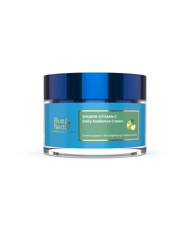 Blue Nectar Plant Based Vitamin C Face Cream for Glowing Skin Dark Circle Removal Cream with Green Apple and Almond Oil (13 Herbs 1.7 Oz)
