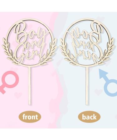 Gender Reveal Cake Topper - Wooden Boy or Girl Decoration for Baby Shower & Party - Buy Online on GoSupps.com