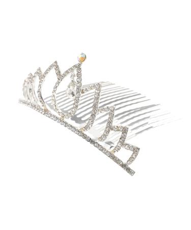 FRCOLOR Coloured Rhinestone Crown Hair Accessories Wedding Decorations For Ceremony Cake Topper Girls Rhinestone Princess Hair Crystal Royal Bridal Crown Comb Bridal Tiara Comb Fashion White 9X3.7CM