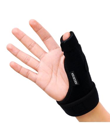 Trigger Thumb Splint- Adjustable Thumb Spica Support Stabilizer Brace for Pain Sprains Arthritis Tendonitis Breathable and Easy Application.(Right & Left Hand) (Black)