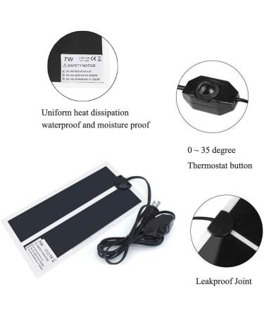 KABASI 2PCS Reptile Heating Mat 7W 11x5.9 inch Waterproof Reptile Heat Pad Under Tank Terrarium with Temperature Control Safety Adjustable Reptile Heat Mat for Turtle Tortoise Snakes Lizard 2pcs - 7w - 11 X 5.9 in - Buy Online on GoSupps.com