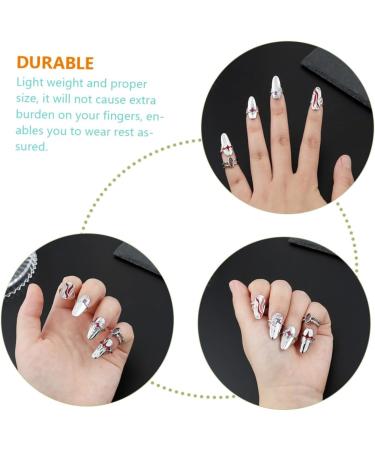 Beaupretty 1 Set Nail Ring Nail Tip Ring Finger Jewelry Ring Jewelry Ring for Finger Tip Ring Women Finger Decor Nail Decor Red Jewelry Girl Jewelry Rings Women Ring Zinc Alloy White - Buy Online on GoSupps.com