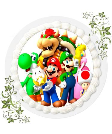 For the birthday a cake picture with the motif: Super Mario edible photo for cakes cake image cake rabbit 20cm dining papier Super Mario No. 17 - Buy Online on GoSupps.com