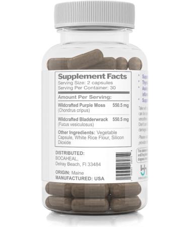 Purple Seamoss + Bladderwrack Seaweed Capsules - 2202mg Complete Nutrient Profile Wildcrafted & Wildharvested Made in the USA Rich in Minerals 60 ct - Buy Online on GoSupps.com
