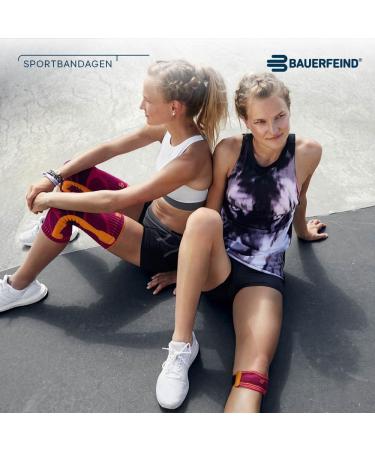 Bauerfeind Unisex Knee Sports Belt - Pressure Relief for Ball Sports & Athletics - Silicone Ring - Size L - Black - Buy Online on GoSupps.com