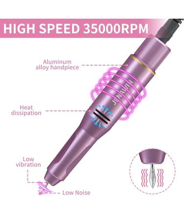 Jenawin Professional Electric Nail Drill Machine 35000 RPM | Rechargeable Cordless Nail File for Acrylic Nails & Manicure - 64 PCS Set - Buy Online on GoSupps.com