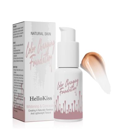 Color Changing Foundation, Full Coverage Long Lasting Waterproof Natural Color Concealer Moisturizing Foundation Makeup Foundation