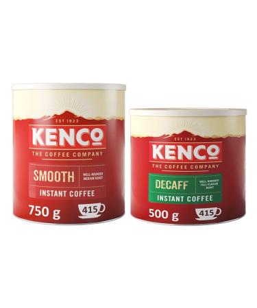 Kenco Instant Coffee Bundle | 1 x Kenco Smooth 750g Tin and 1 x Kenco Decaf 500g Tin