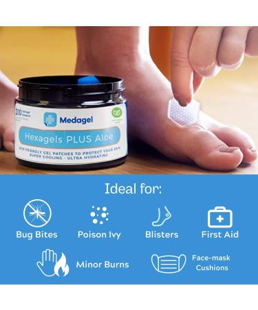 Medagel Hexagels Plus Aloe Vera | 200 Paraben-Free Hydrogel Pads for Blister Prevention and Skin Relief - Buy Online on GoSupps.com